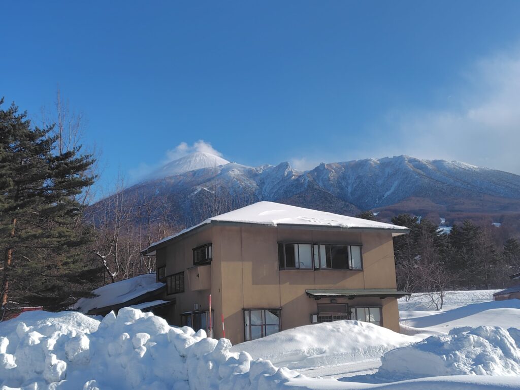 Traditional Japanese hot spring lodge Kappa-no-Yado at Higashi-Hachimantai Onsen surrounded by snow