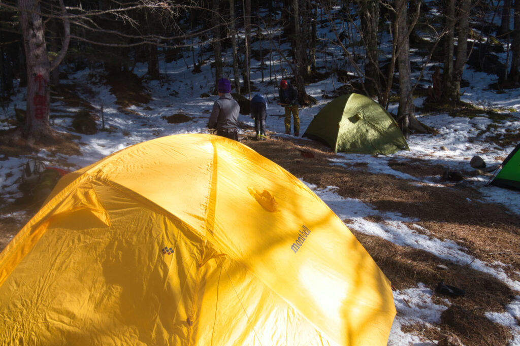  Winter tent camp at ice climbing base South Yatsugatake Japan