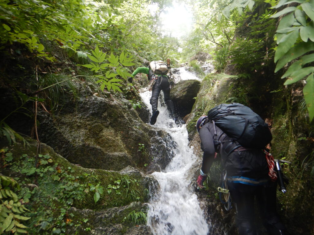 Small waterfalls in upper section after Ryomon Falls, Suginomorisawa Samata stream route