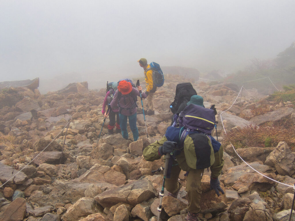  Gray-green serpentine rock formations on Mt. Hayachine trail Japan