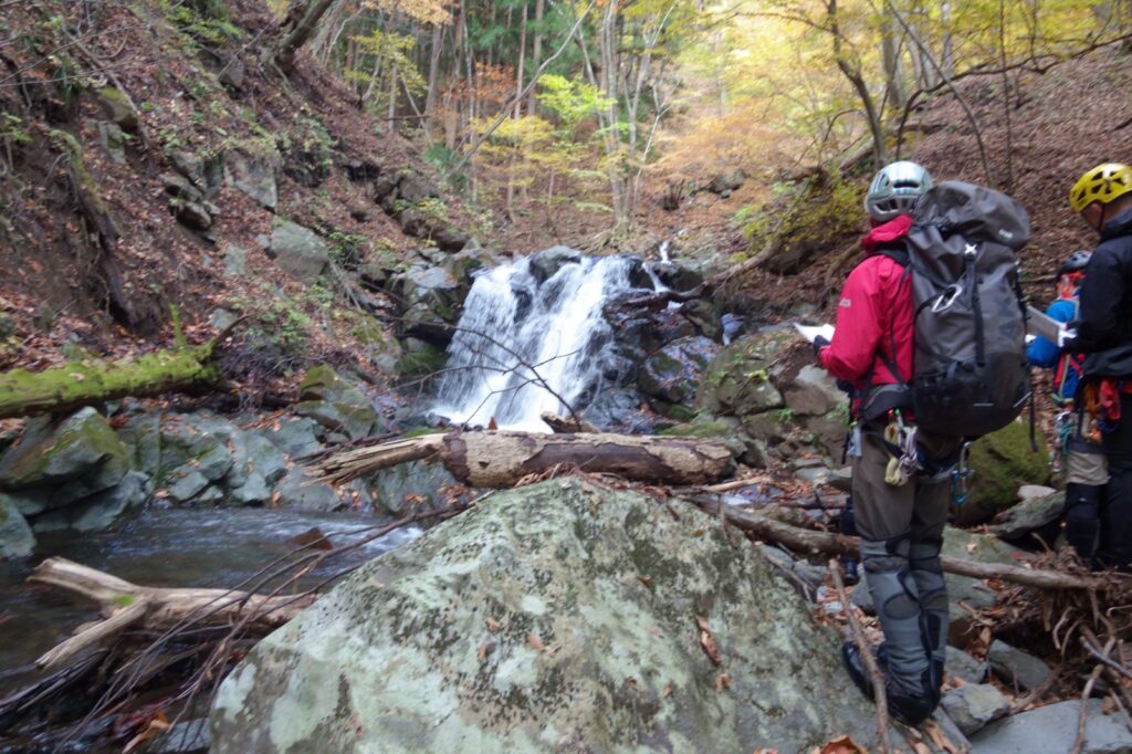 small waterfall climbing Usuigawa stream training course Japan