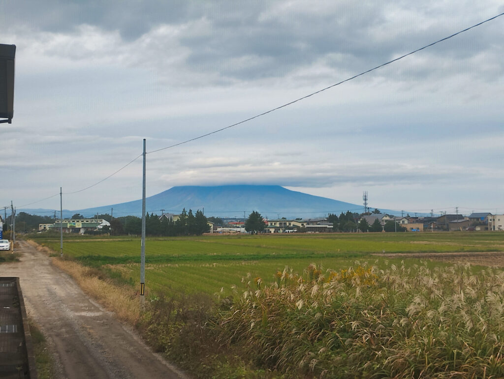 Autumn scenery viewed from a bus window during the journey to Mt. Iwaki-san, Tohoku Japan