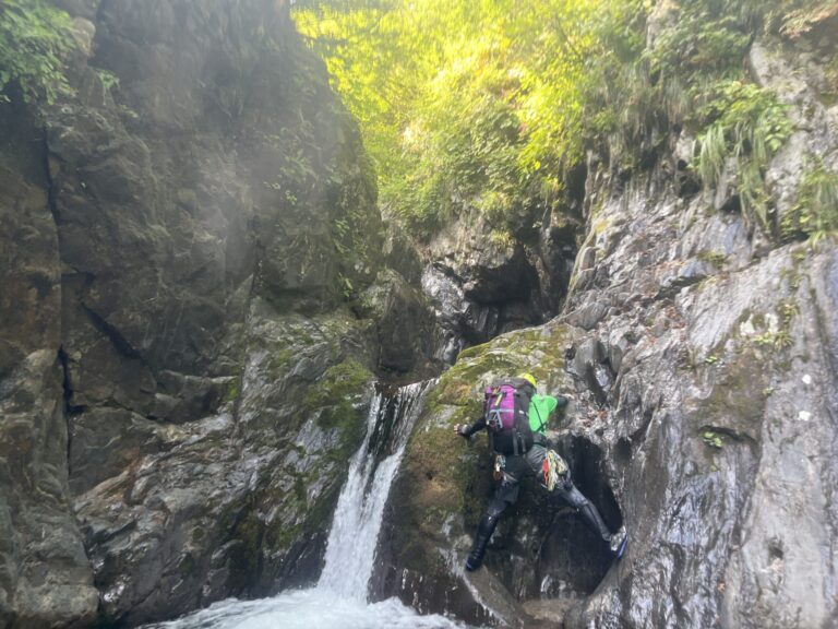 High water level clear stream Day 2 Naranokisawa Iide Mountains Japan after rain