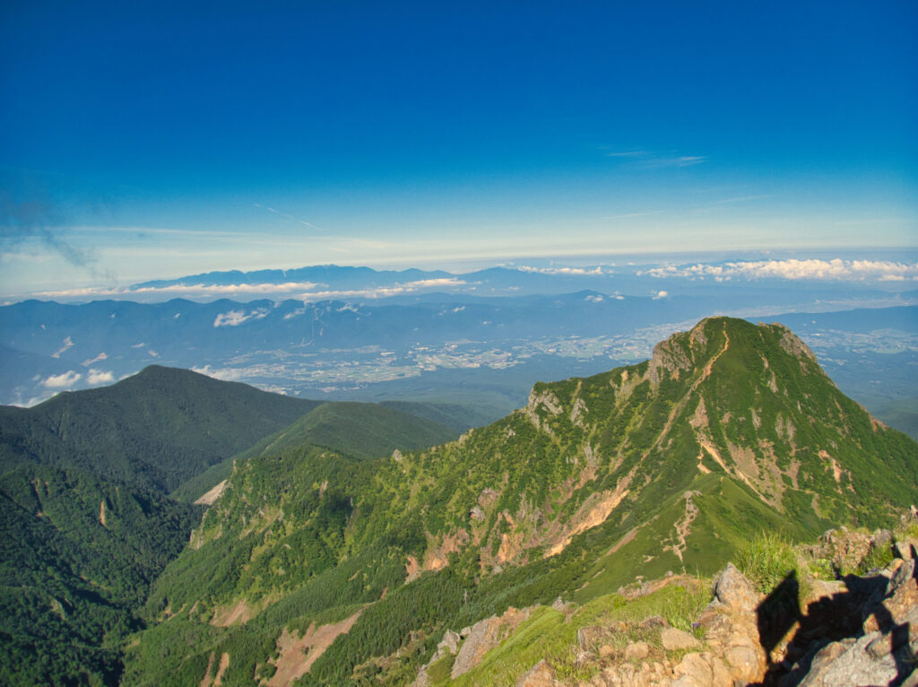 Mt. Amidadake viewed from the summit of Mt. Akadake, Yatsugatake Japan