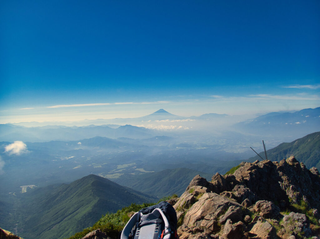 Mt. Fuji viewed from the summit of Mt. Akadake, Yatsugatake Japan
