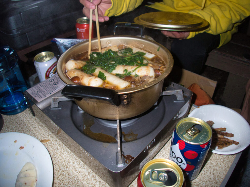 Tohoku mountain community feast — bear stew, kiritanpo hot pot, and raw horse
